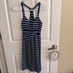Maurices Navy Blue & White Striped Dress w/ Braided Straps Women's Size XS